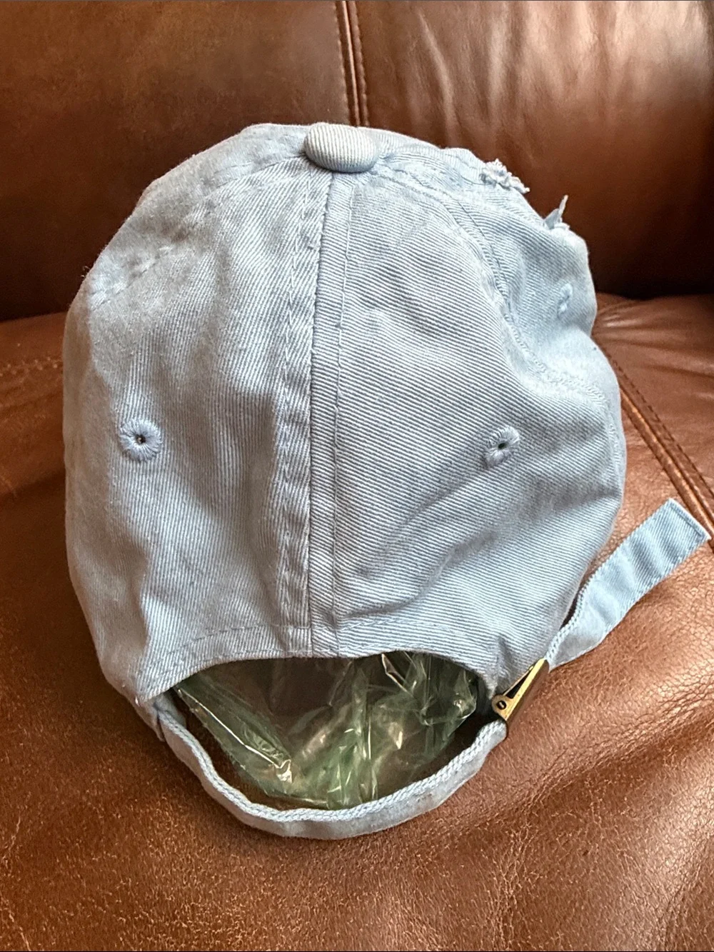 One size fit all Light Blue Distressed Cap with Bear Patch